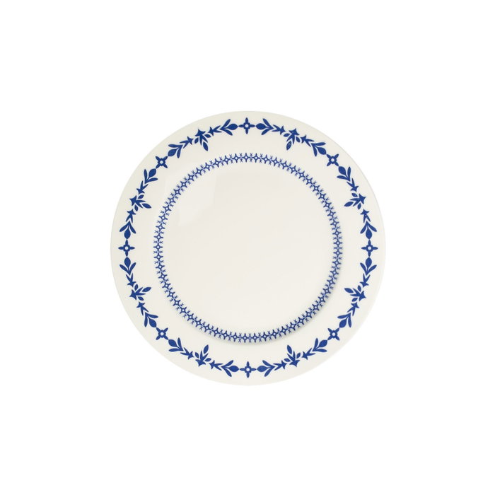Hermia Blue Orbit Bonsai Juego de Cena de 24 Piezas en Blanco y Azul